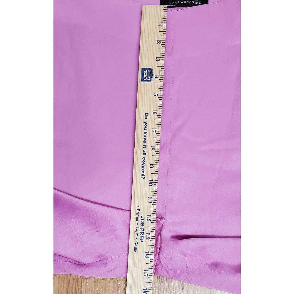 Zara Xl satin wide leg high rise trouser pants orchid silky feel quiet luxury - Picture 9 of 12